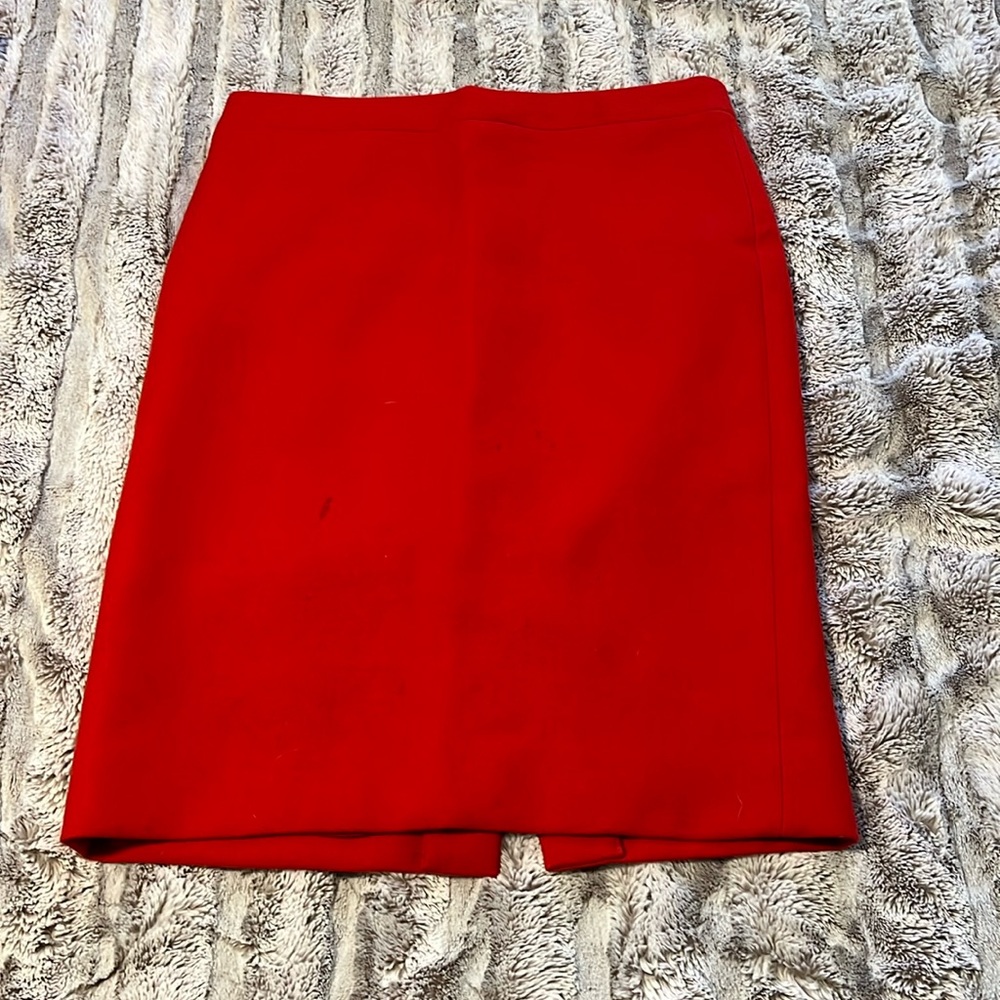 Jcrew size 8 red wool pencil skirt